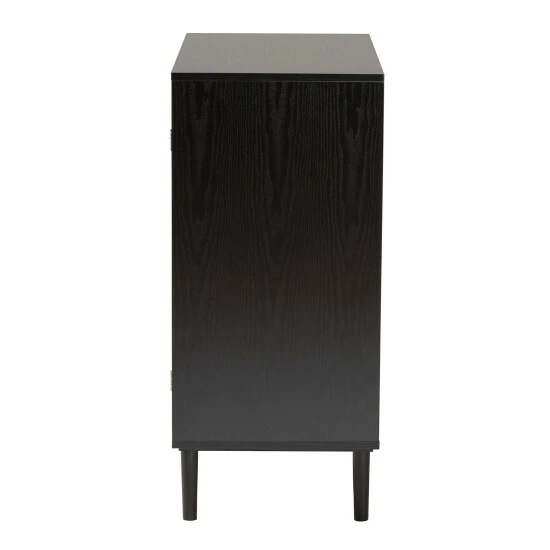 Deals 🎁 Baxton Studio Maureen Mid-Century Modern Espresso Brown Wood And Rattan 2-Door Storage Cabinet 🔔 - Image 5