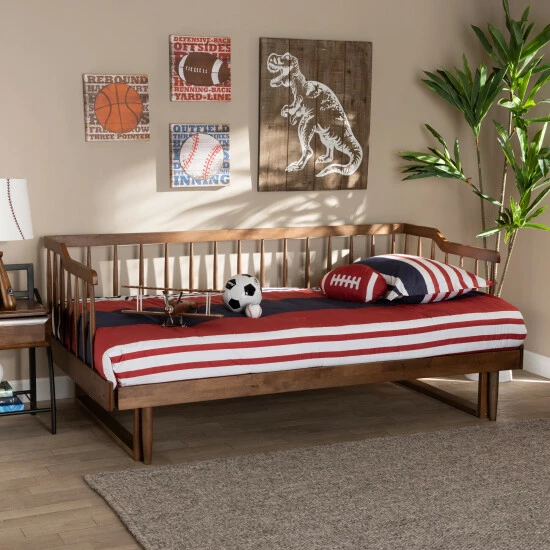 Cheapest ๐ Baxton Studio Muriel Modern And Transitional Expandable Twin To King Spindle Daybed Walnut โจ - Image 8