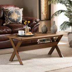 Best deal 🎉 Baxton Studio Sarai Modern Transitional Walnut Finished Wood Coffee Table ⌛
