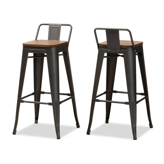 Discount ๐ฏ Industrial Gunmetal Gray Bar Stool 2-Piece Set By Baxton Studio ๐ - Image 2