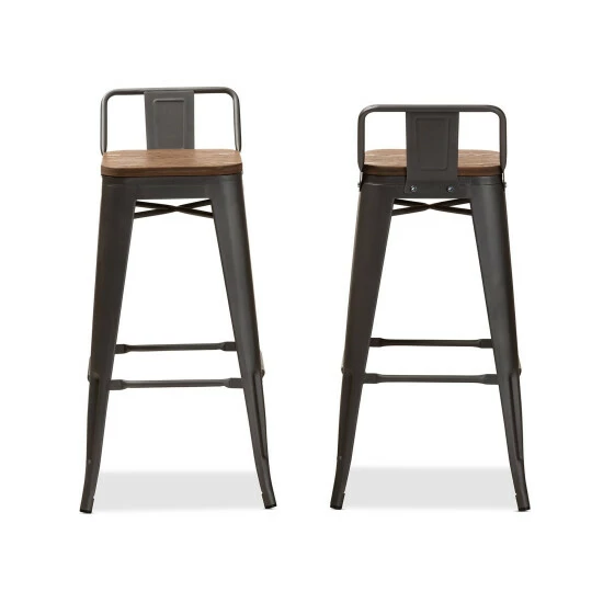 Discount ๐ฏ Industrial Gunmetal Gray Bar Stool 2-Piece Set By Baxton Studio ๐ - Image 3