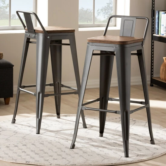 Discount ๐ฏ Industrial Gunmetal Gray Bar Stool 2-Piece Set By Baxton Studio ๐ - Image 6