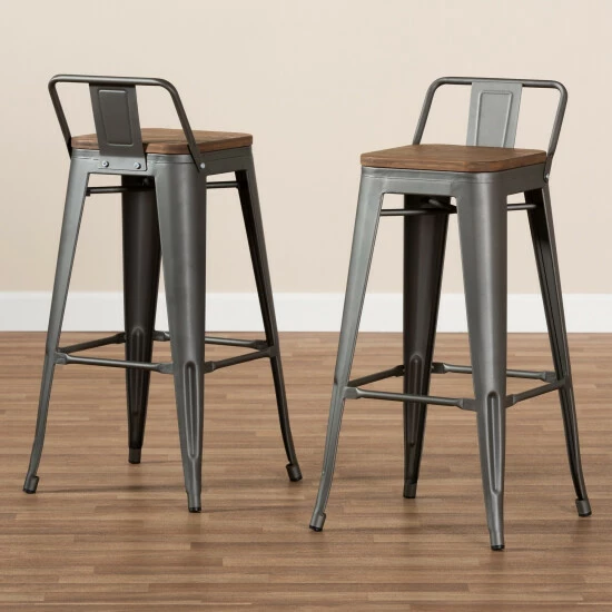 Discount ๐ฏ Industrial Gunmetal Gray Bar Stool 2-Piece Set By Baxton Studio ๐ - Image 7