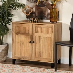 Deals 🥰 Baxton Studio Glidden Modern & Contemporary 👟 Shoe Storage Wood Cabinet-Oak Brown ✨