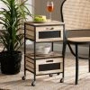Best Sale ⌛ Baxton Studio Olinda Industrial Oak Brown Finished Wood And Metal 2-Drawer End Table 🌟