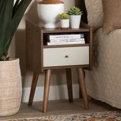 Best reviews of โ Baxton Studio Elario Grey And Walnut Brown Finished Wood 1-Drawer Nightstand ๐งจ