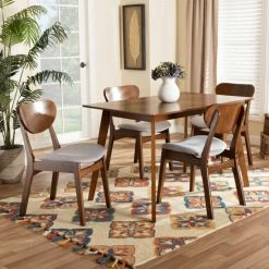 Budget 🎁 Baxton Studio Katya Mid-Century Modern 5-Piece Dining Set Beige ✨