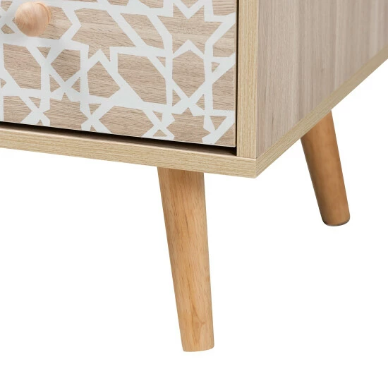 Best deal ๐ Baxton Studio Beau Mid-Century Modern Transitional Two-Tone White And Oak Brown Finished Wood 3-Drawer Storage Cabinet โ - Image 7