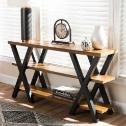 Best Pirce ❤️ Industrial Wood And Metal Console Table By Baxton Studio 🧨