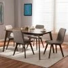 Hot Sale 🎉 Mid-Century Fabric Upholstered 5-Piece Dining Set By Baxton Studio Grey 😍