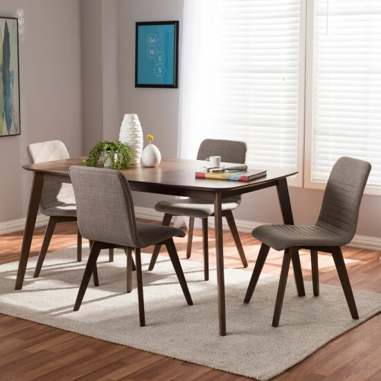Hot Sale ๐ Mid-Century Fabric Upholstered 5-Piece Dining Set By Baxton Studio Grey ๐ - Image 5