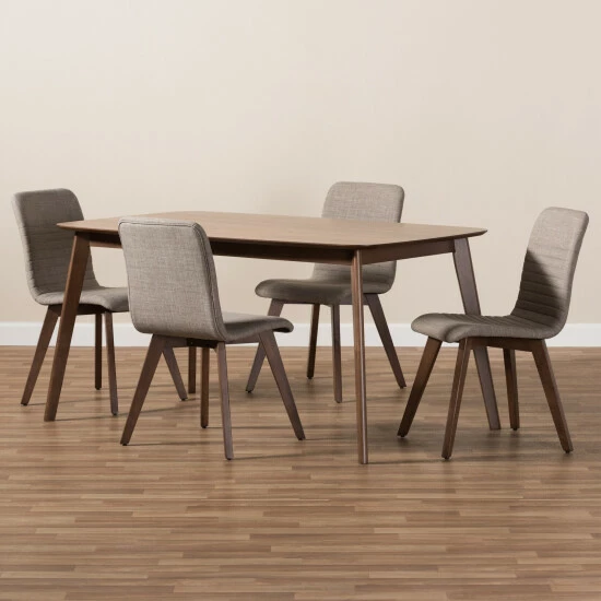 Hot Sale ๐ Mid-Century Fabric Upholstered 5-Piece Dining Set By Baxton Studio Grey ๐ - Image 6