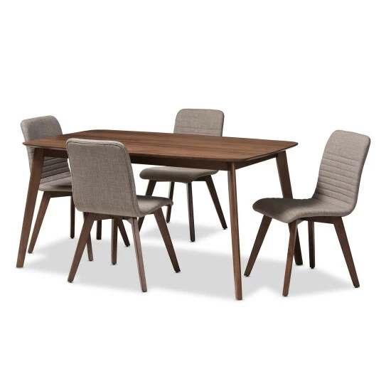 Hot Sale ๐ Mid-Century Fabric Upholstered 5-Piece Dining Set By Baxton Studio Grey ๐ - Image 8