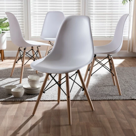 Cheapest ๐ฏ Mid-Century White Acrylic Dining Chair 4-Piece Set By Baxton Studio โ