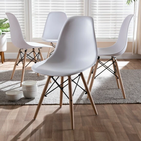 Cheapest ๐ฏ Mid-Century White Acrylic Dining Chair 4-Piece Set By Baxton Studio โ - Image 4