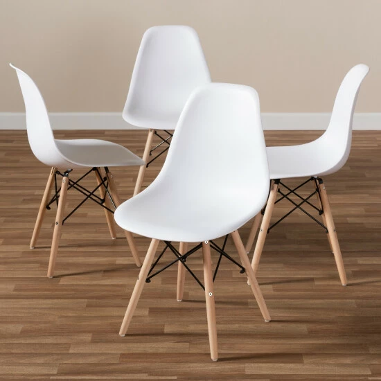 Cheapest ๐ฏ Mid-Century White Acrylic Dining Chair 4-Piece Set By Baxton Studio โ - Image 5