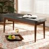 Cheapest ✨ Baxton Studio Mid-Century Modern Fabric Upholstered Dining Bench Gray ⌛