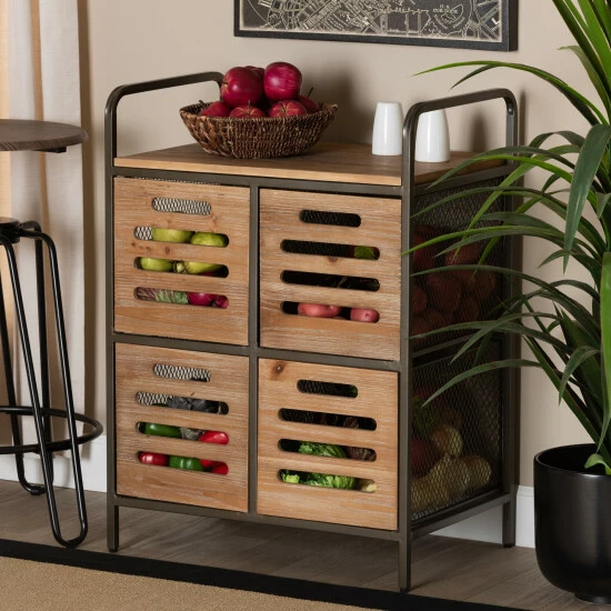 Best Pirce ๐ฏ Baxton Studio Aila Modern Farmhouse Industrial Multipurpose Kitchen Cabinet ๐งจ