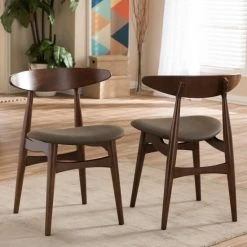 New ๐งจ Baxton Studio Set Of 2 Flamingo Mid-Century Solid Wood Dining Chairs ๐