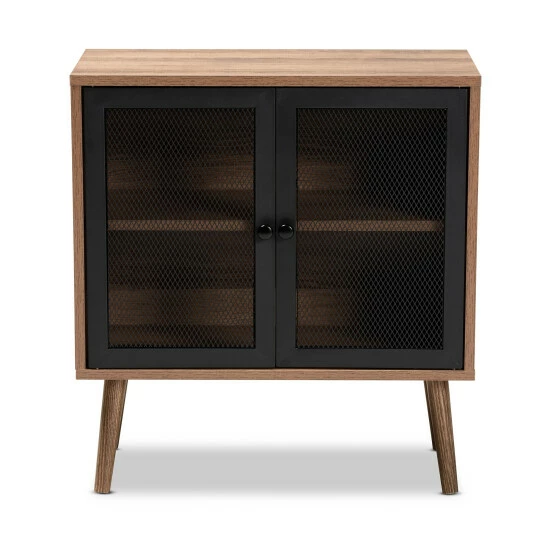 Hot Sale ๐ Baxton Studio Yuna Transitional Styled Storage Wood Cabinet With Metal Mesh Doors ๐ - Image 4