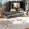 Buy 🥰 Baxton Studio Aliana Glam And Luxe Velvet And Gold Metal Large Storage Ottoman Navy 🔔