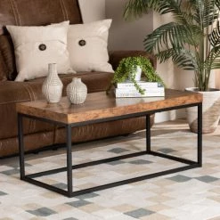 Best Pirce 👍 Baxton Studio Bardot Industrial Wood And Metal Coffee Table-Walnut Brown/Black ❤️