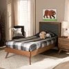 Hot Sale 🌟 Baxton Studio Roze Mid-Century Modern Wood Platform Bed In Twin Size Dark Grey 🌟