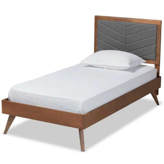 Hot Sale 🌟 Baxton Studio Roze Mid-Century Modern Wood Platform Bed In Twin Size Dark Grey 🌟 - Image 2