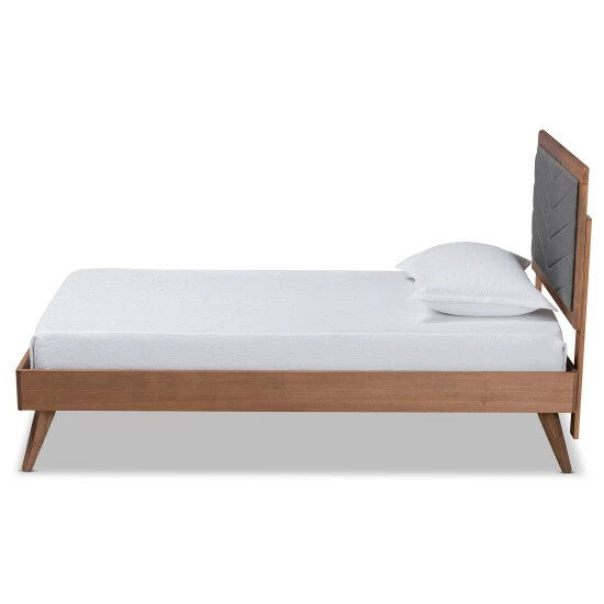 Hot Sale 🌟 Baxton Studio Roze Mid-Century Modern Wood Platform Bed In Twin Size Dark Grey 🌟 - Image 3