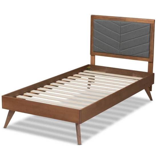 Hot Sale 🌟 Baxton Studio Roze Mid-Century Modern Wood Platform Bed In Twin Size Dark Grey 🌟 - Image 4