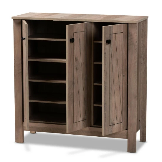 Best Sale ๐ Baxton Studio Derek Transitional Natural Oak Finished Wood 3-Door ๐ Shoe Cabinet ๐ - Image 3