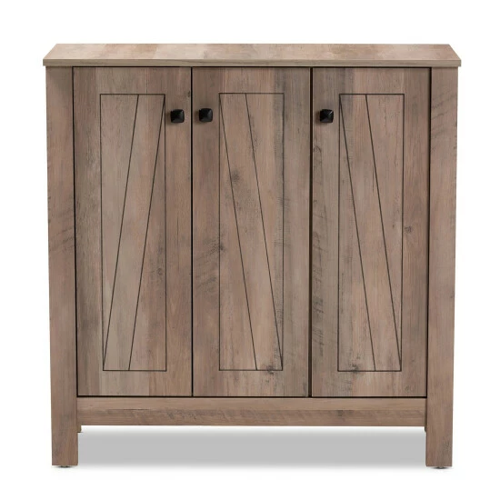 Best Sale ๐ Baxton Studio Derek Transitional Natural Oak Finished Wood 3-Door ๐ Shoe Cabinet ๐ - Image 4
