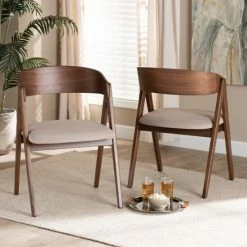Flash Sale ⌛ Baxton Studio Danton Mid-Century Modern Wood Dining Chair Set (2PCs) Beige ✨