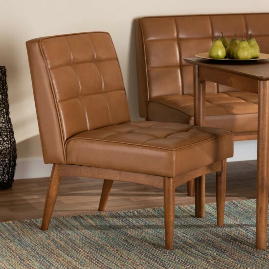 Discount ❤️ Baxton Studio Sanford Mid-Century Modern Dining Chair Tan 🧨 - Image 2