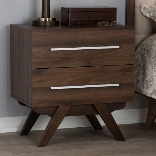 Budget ๐ Mid-Century 2-Drawer Nightstand Baxton Studio Espresso ๐