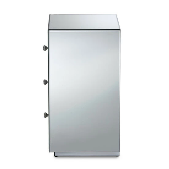 Best Pirce 🥰 Baxton Studio Talan Contemporary Glam And Luxe Mirrored 3-Drawer End Table ⭐ - Image 5