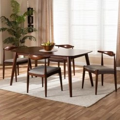 Best Pirce 🤩 Baxton Studio Aeron Mid-Century Modern Upholstered 5-Piece Dining Set ⌛