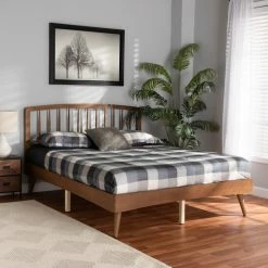 Best Pirce 😍 Baxton Studio Paton Mid-Century Modern Walnut Brown Finished Wood Platform Bed 🔥