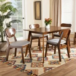 Best Sale ๐ฅ Baxton Studio Damara Mid-Century Modern 5-Piece Dining Set Grey ๐งจ