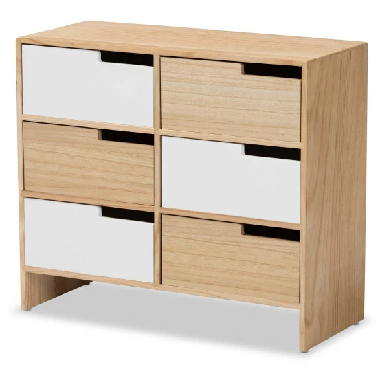 Cheapest ๐ Baxton Studio Eben Modern&Contmeporary 6-Drawer Wood Storage Cabinet-White/Oak Brown ๐ - Image 2