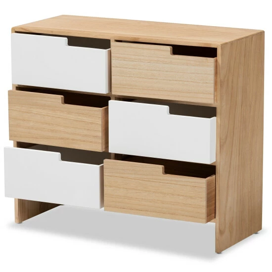 Cheapest ๐ Baxton Studio Eben Modern&Contmeporary 6-Drawer Wood Storage Cabinet-White/Oak Brown ๐ - Image 3