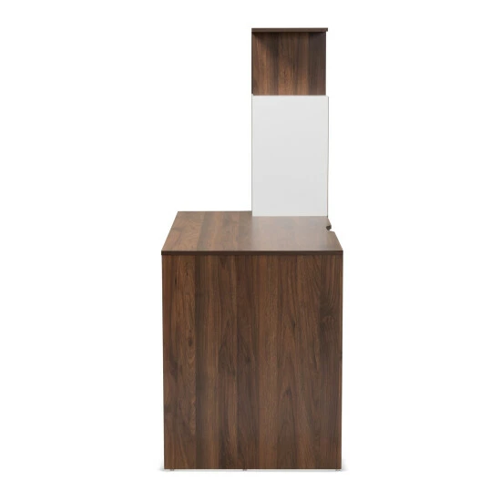 Best deal ❤️ Baxton Studio Rowan White And Walnut Wood Storage Computer Desk With Shelves ❤️ - Image 4