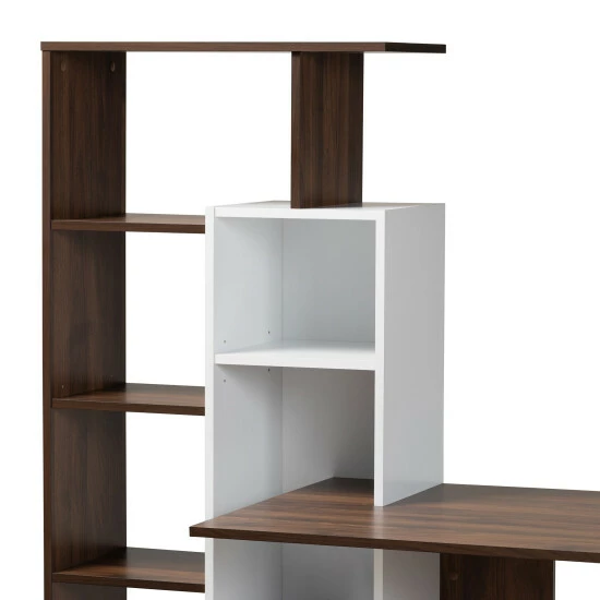 Best deal ❤️ Baxton Studio Rowan White And Walnut Wood Storage Computer Desk With Shelves ❤️ - Image 6