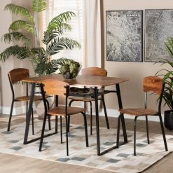 Best reviews of ๐งจ Baxton Studio Elida Modern 5-Piece Wood And Metal Dining Set-Walnut Brown/Black ๐
