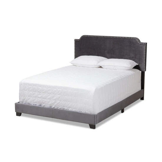 Discount 🛒 Contemporary Glam Velvet Upholstered Panel Bed By Baxton Studio Blue 🤩 - Image 3
