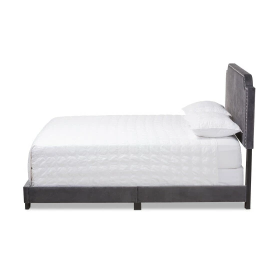 Discount 🛒 Contemporary Glam Velvet Upholstered Panel Bed By Baxton Studio Blue 🤩 - Image 4