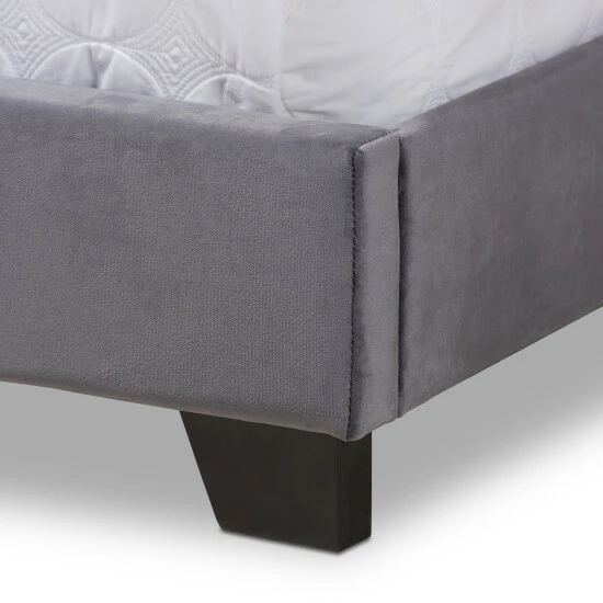 Discount 🛒 Contemporary Glam Velvet Upholstered Panel Bed By Baxton Studio Blue 🤩 - Image 7