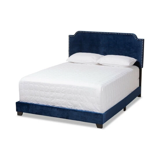 Discount 🛒 Contemporary Glam Velvet Upholstered Panel Bed By Baxton Studio Blue 🤩 - Image 8