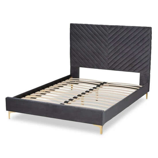 Top 10 🧨 Baxton Studio Fabrico Glam & Luxe Velvet Upholstered Metal Platform Bed Navy Blue, Gold ✨ - Image 2