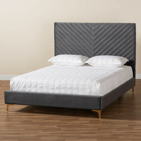 Top 10 🧨 Baxton Studio Fabrico Glam & Luxe Velvet Upholstered Metal Platform Bed Navy Blue, Gold ✨ - Image 7